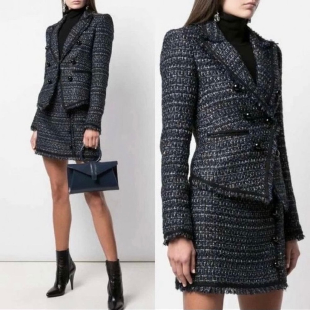 Veronica Beard Cooke Dickey Jacket Navy Blue Tweed Size 8 - Picture 9 of 9